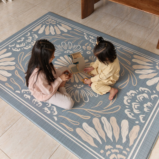 Milk It Baby Boho Azure And Modern Leaf Reversible Playmat, BOHOAZPM