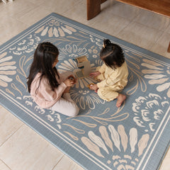 Milk It Baby Boho Azure And Modern Leaf Reversible Playmat, BOHOAZPM