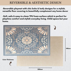 Milk It Baby Boho Azure And Modern Leaf Reversible Playmat, BOHOAZPM