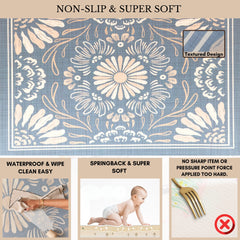 Milk It Baby Boho Azure And Modern Leaf Reversible Playmat, BOHOAZPM