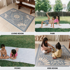 Milk It Baby Boho Azure And Modern Leaf Reversible Playmat, BOHOAZPM