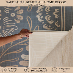 Milk It Baby Boho Azure And Modern Leaf Reversible Playmat, BOHOAZPM