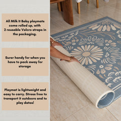 Milk It Baby Boho Azure And Modern Leaf Reversible Playmat, BOHOAZPM