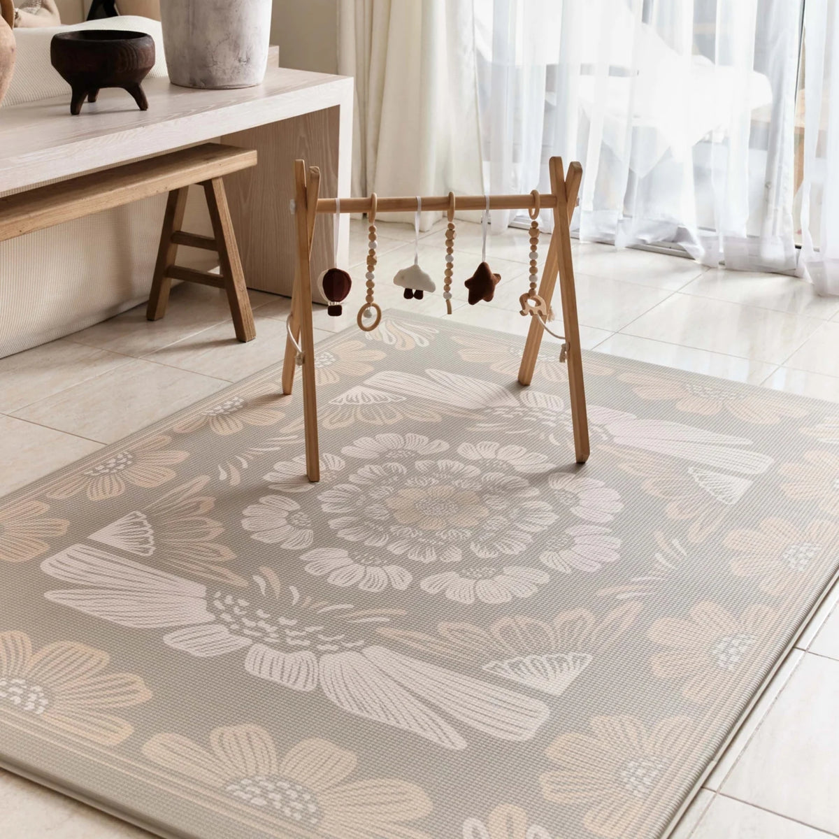 Milk It Baby Bloom And Beige Leaf Reversible Playmat, BOHOKHPM