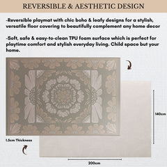 Milk It Baby Bloom And Beige Leaf Reversible Playmat, BOHOKHPM