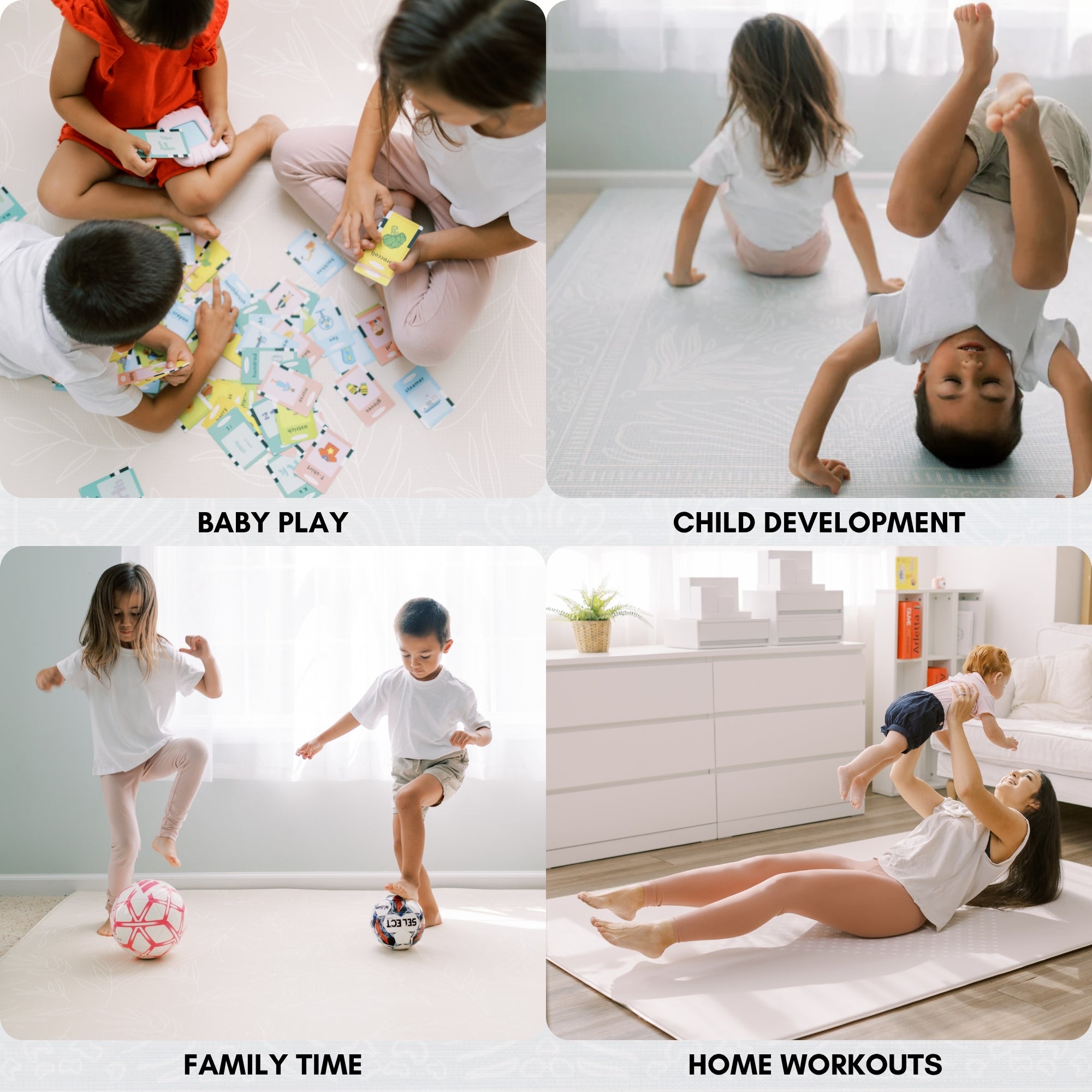 Milk It Baby Boho Blue And Beige Leaf 100% TPU Foam Non Toxic Reversible Play Mat, BOHOBLPM