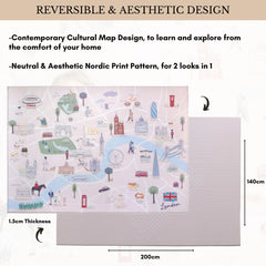 Milk It Baby London Play Mat, City Tour Collection 100% TPU Foam Non Toxic Reversible Mat, MI-LONDONPM