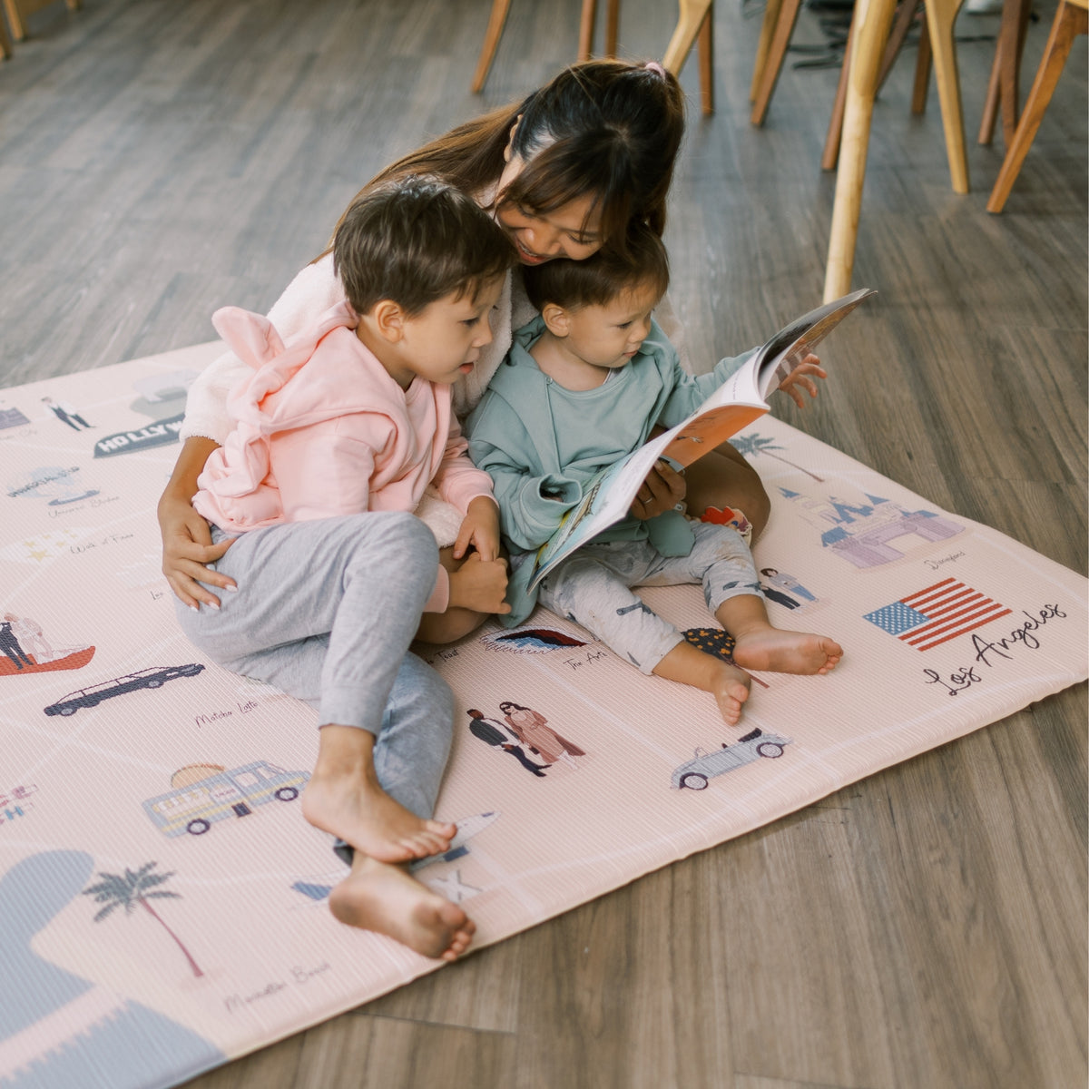 Milk It Baby Los Angeles Play Mat, City Tour Collection 100% TPU Foam Reversible Mat, MI-LOSANGELESPM