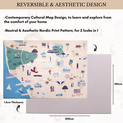 Milk It Baby Los Angeles Play Mat, City Tour Collection 100% TPU Foam Reversible Mat, MI-LOSANGELESPM