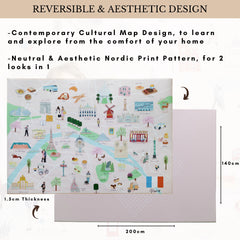 Milk It Baby Paris Play Mat, City Tour Collection 100% TPU Foam Reversible Mat, MI-PARISPM