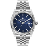 Beverly Hills Polo Club Men's Watch, Analog, Dark Blue Dial, Silver Stainless Steel Strap, BP3018X.390