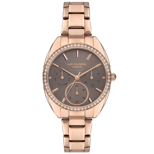 Lee Cooper Women's Watch Analog,Brown Dial, Rose Gold Stainless Steel Strap, LC07408.460 