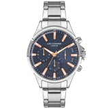 Lee Cooper Men's Watch Multi Function Analog, Navy Blue Dial, Silver Stainless Steel Strap, LC07394.390 