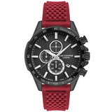 Lee Cooper Men's Multifunction Watch Analog Black Dial With Red Silicone Strap, LC07340.350