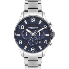 Lee Cooper Men's Watch Analog, Blue Dial Silver Stainless Steel Strap, LC07802.390