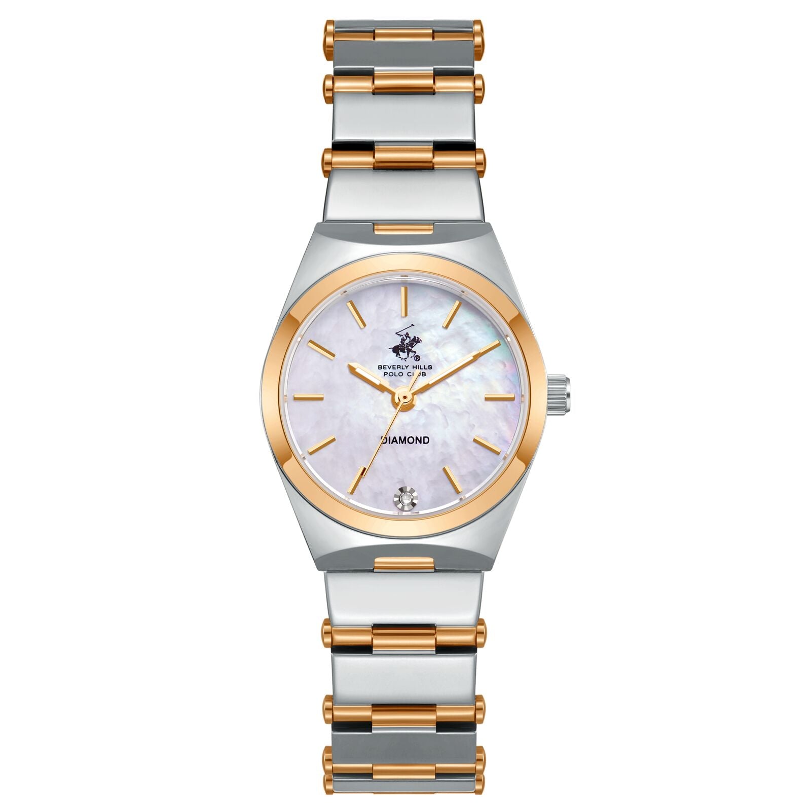 Beverly Hills Polo Club Women's Watch Analog Mother of Pearl Dial with Two-Toned Stainless Steel Band,  BP3767X.520