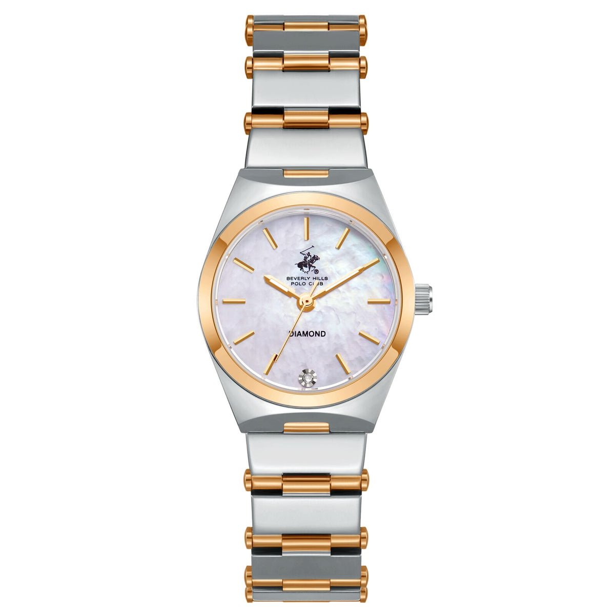 Beverly Hills Polo Club Women's Watch Analog Mother of Pearl Dial with Two-Toned Stainless Steel Band,  BP3767X.520