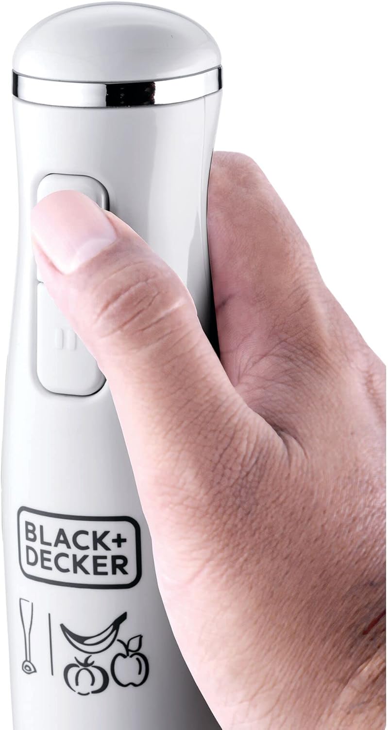 Black+Decker, 300W Stick Blender, White Handheld Immersion Blender , SB2500-B5