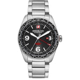 Swiss Military Hanowa Men's GMT Watch Black Dial with Silver Stainless Steel Bracelet, SMWGH2100904
