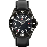 Swiss Military Hanowa Men's Analog Watch Black Dial with Black Leather Strap, SMWGB0000230