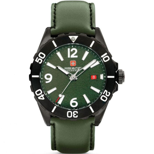 Swiss Military Hanowa Men's Analog Watch Green Dial with Green Leather Strap, SMWGB0000251