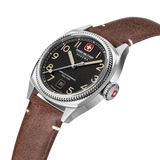Swiss Military Hanowa Men's Analog Watch Black Dial with Brown Leather Strap, SMWGB0003701