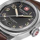 Swiss Military Hanowa Men's Analog Watch Black Dial with Brown Leather Strap, SMWGB0003701