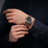Swiss Military Hanowa Men's Analog Watch Black Dial with Brown Leather Strap, SMWGB0003701