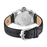 Swiss Military Hanowa Men's Analog Watch Cool Grey Dial with Black Leather Strap, SMWGB0003702