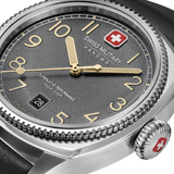 Swiss Military Hanowa Men's Analog Watch Cool Grey Dial with Black Leather Strap, SMWGB0003702