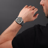 Swiss Military Hanowa Men's Analog Watch Cool Grey Dial with Black Leather Strap, SMWGB0003702