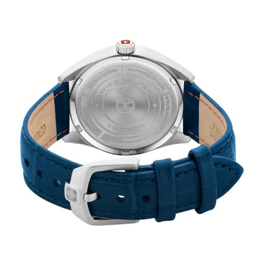 Swiss Military Hanowa Men's Analog Watch Blue Dial with Blue Leather Strap, SMWGB2200106