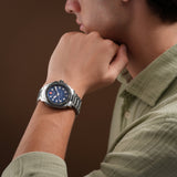 Swiss Military Hanowa Men's Analog Watch Blue Dial with Silver Stainless Steel Bracelet, SMWGH0006602