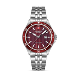 Swiss Military Hanowa Men's Analog Watch Red Dial with Silver Stainless Steel Bracelet, SMWGH0006703