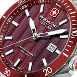 Swiss Military Hanowa Men's Analog Watch Red Dial with Silver Stainless Steel Bracelet, SMWGH0006703