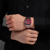 Swiss Military Hanowa Men's Analog Watch Red Dial with Silver Stainless Steel Bracelet, SMWGH0006703