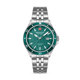 Swiss Military Hanowa Men's Analog Watch Green Dial with Silver Stainless Steel Bracelet, SMWGH0006704
