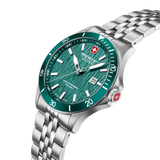 Swiss Military Hanowa Men's Analog Watch Green Dial with Silver Stainless Steel Bracelet, SMWGH0006704
