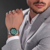 Swiss Military Hanowa Men's Analog Watch Green Dial with Silver Stainless Steel Bracelet, SMWGH0006704