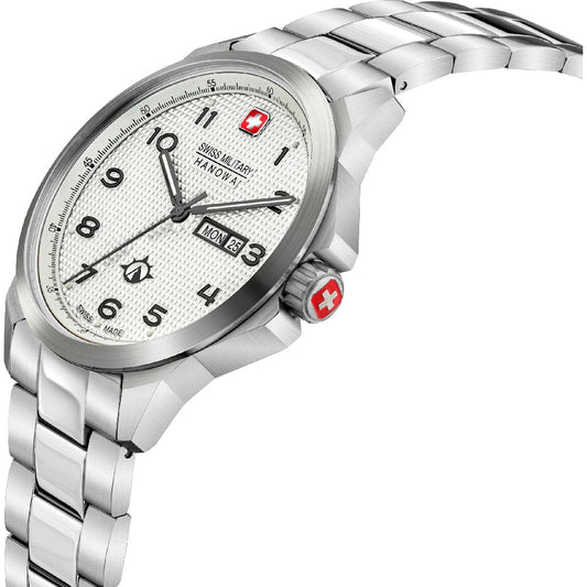 Swiss Military Hanowa Men's Analog Watch White Dial with Silver Stainless Steel Bracelet, SMWGH2100302