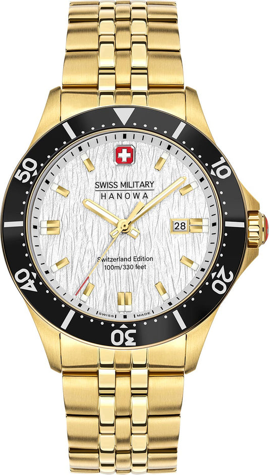 Swiss Military Hanowa Men's Analog Watch Silver Dial with Gold Stainless Steel Bracelet, SMWGH2100611