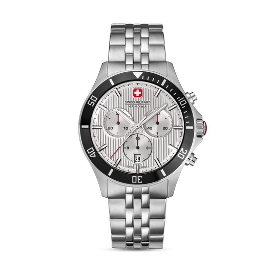Swiss Military Hanowa Men's Chronograph Watch Silver Dial with Silver Stainless Steel Bracelet, SMWGI0007602