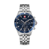 Swiss Military Hanowa Men's Chronograph Watch Blue Dial with Silver Stainless Steel Bracelet, SMWGI0007603