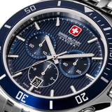 Swiss Military Hanowa Men's Chronograph Watch Blue Dial with Silver Stainless Steel Bracelet, SMWGI0007603