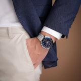Swiss Military Hanowa Men's Chronograph Watch Blue Dial with Silver Stainless Steel Bracelet, SMWGI0007603