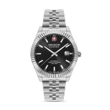 Swiss Military Hanowa Men's Automatic Watch Black Dial with Silver Stainless Steel Bracelet, SMWGL0002101