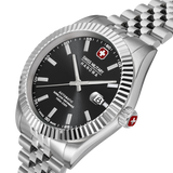 Swiss Military Hanowa Men's Automatic Watch Black Dial with Silver Stainless Steel Bracelet, SMWGL0002101