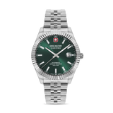 Swiss Military Hanowa Men's Automatic Watch Olive Green Dial with Silver Stainless Steel Bracelet, SMWGL0002103