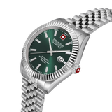 Swiss Military Hanowa Men's Automatic Watch Olive Green Dial with Silver Stainless Steel Bracelet, SMWGL0002103