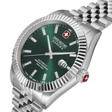 Swiss Military Hanowa Men's Automatic Watch Olive Green Dial with Silver Stainless Steel Bracelet, SMWGL0002103